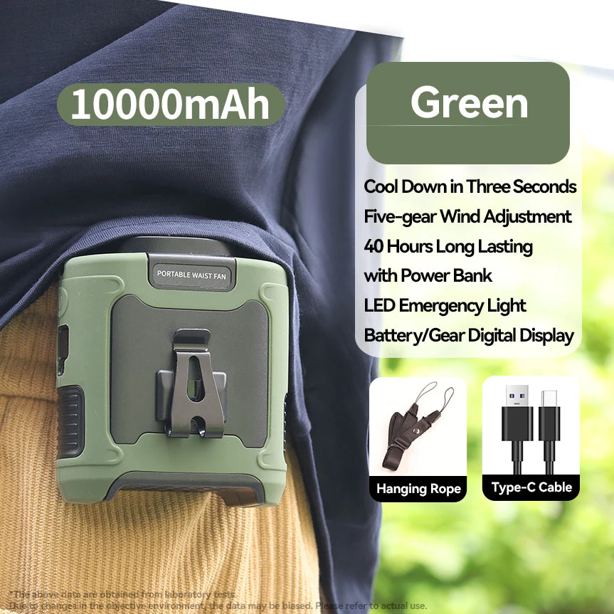 10000mAh Portable Outdoor Waist Fan