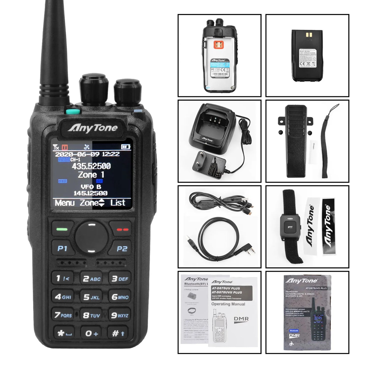 AnyTone AT-D878UVII Plus Dual Band Bluetooth PTT Digital/Analog