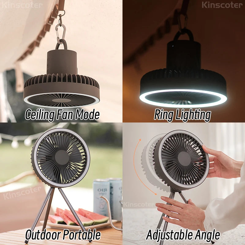 10000mAh 4000mAh Camping Fan Rechargeable