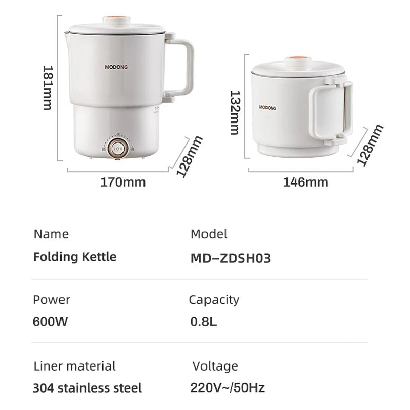 800ml Folded Electric Kettle Portable Cooking Pot