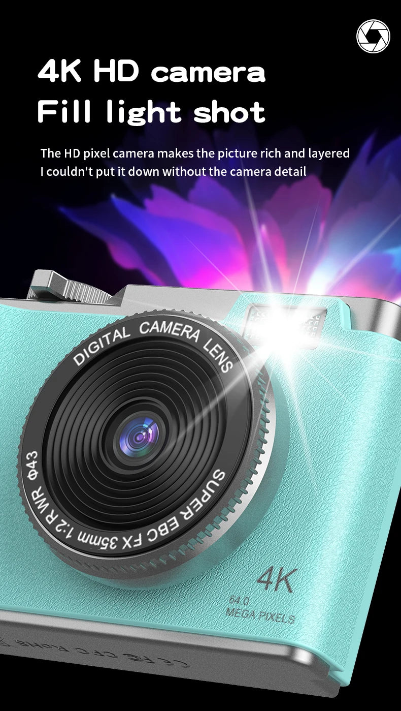 Digital Camera 4K 64MP Photography Camera