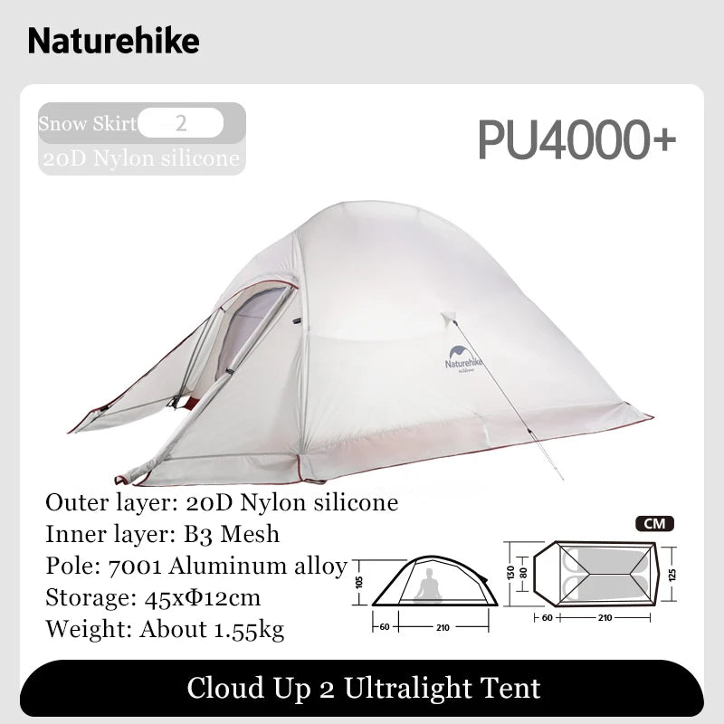 Nature Hike Outdoor Tent 3 Person 210T/ 20D Silicone Fabric Double-layer