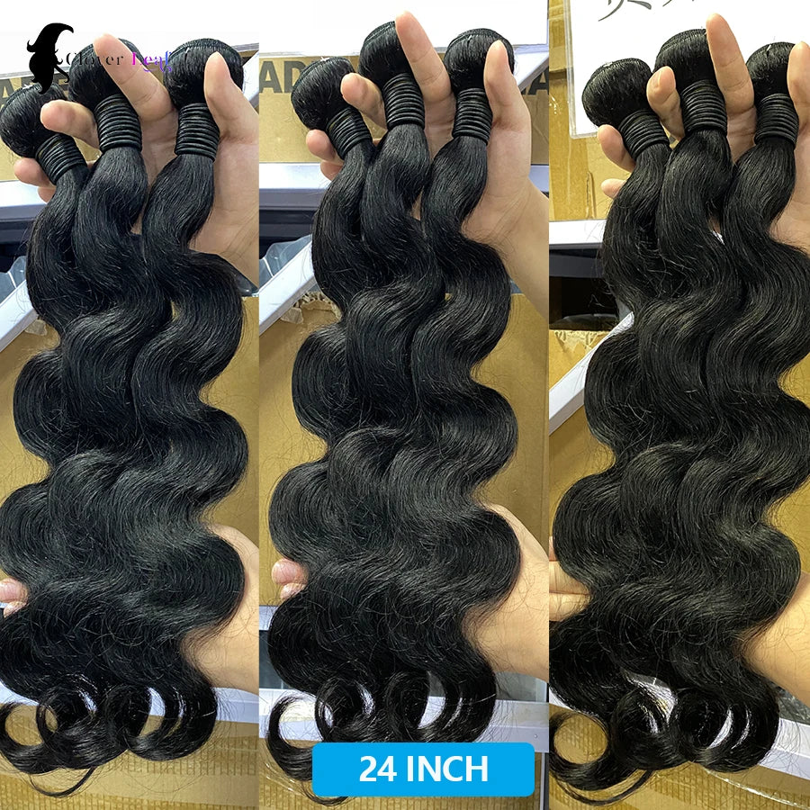 24 Inch Body Wave Bundles with Closure Brazilian Hair Weave