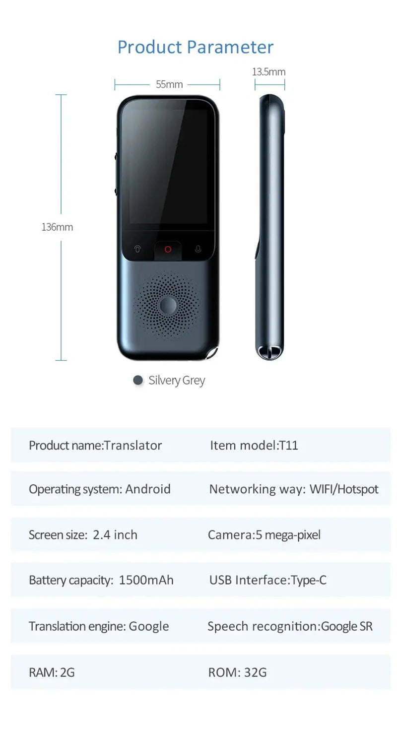 HONGTOP Translation Camera Device T11 Real-Time Smart Voice