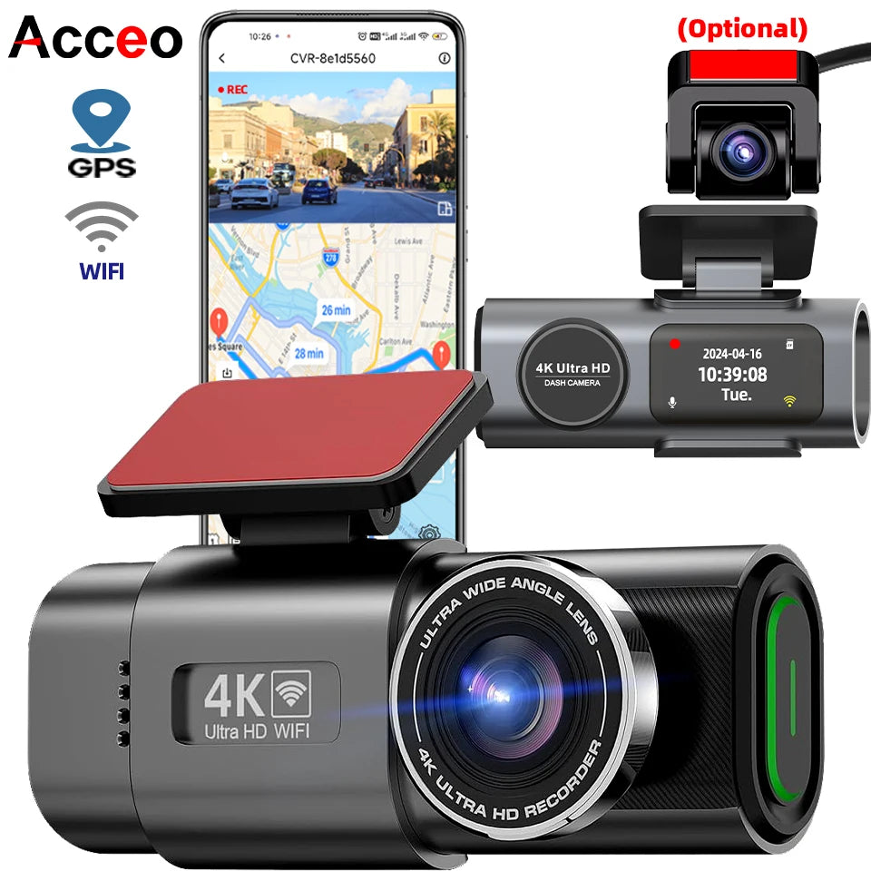 Dash Cam Dual Lens 4K UHD Recording