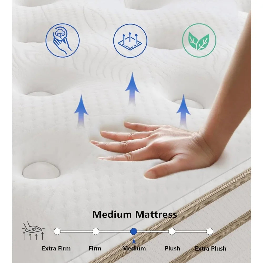 Full Size Mattress, 12 Inch White Memory Foam