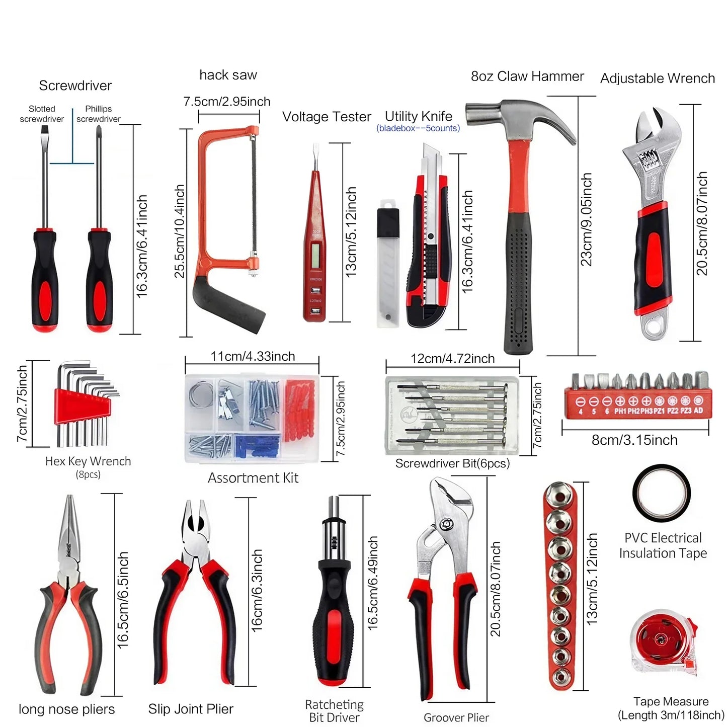 STOENGO 19/43/108pcs Hardware Household Hand Tool Kit