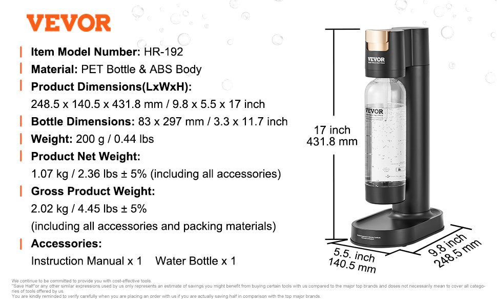 VEVOR Sparkling Water Maker, Soda Maker Machine